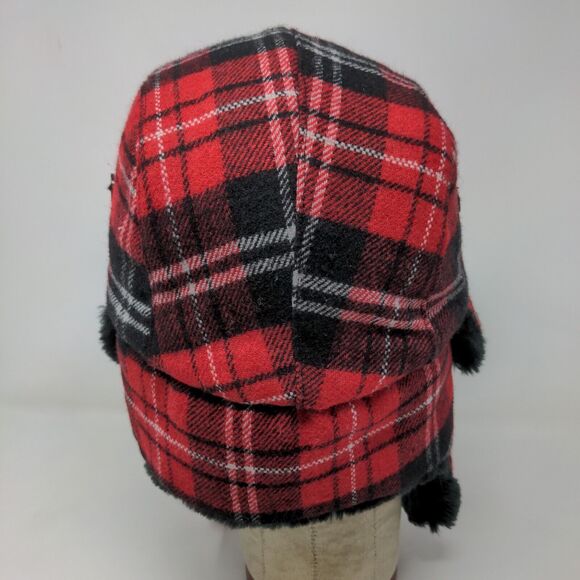 American Outdoors Men's Trapper Hat Red Plaid One Size Ear Flaps - Picture 7 of 11